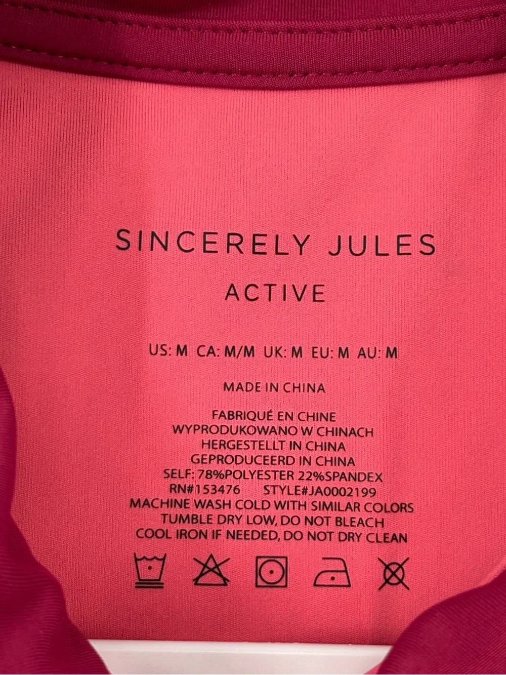 Sincerely Jules Active Pink &‎ Burgundy Zip Crop Tank Sz M